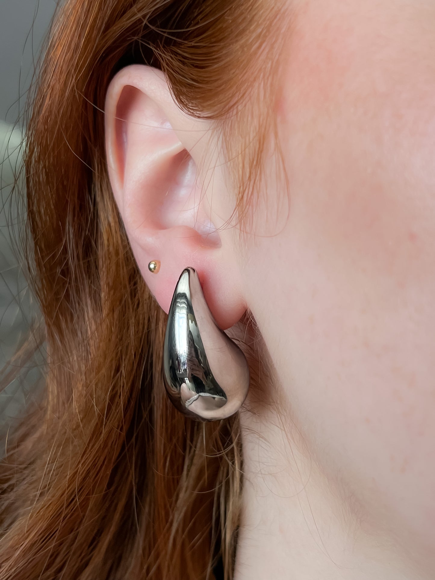 Aretes gota plateado