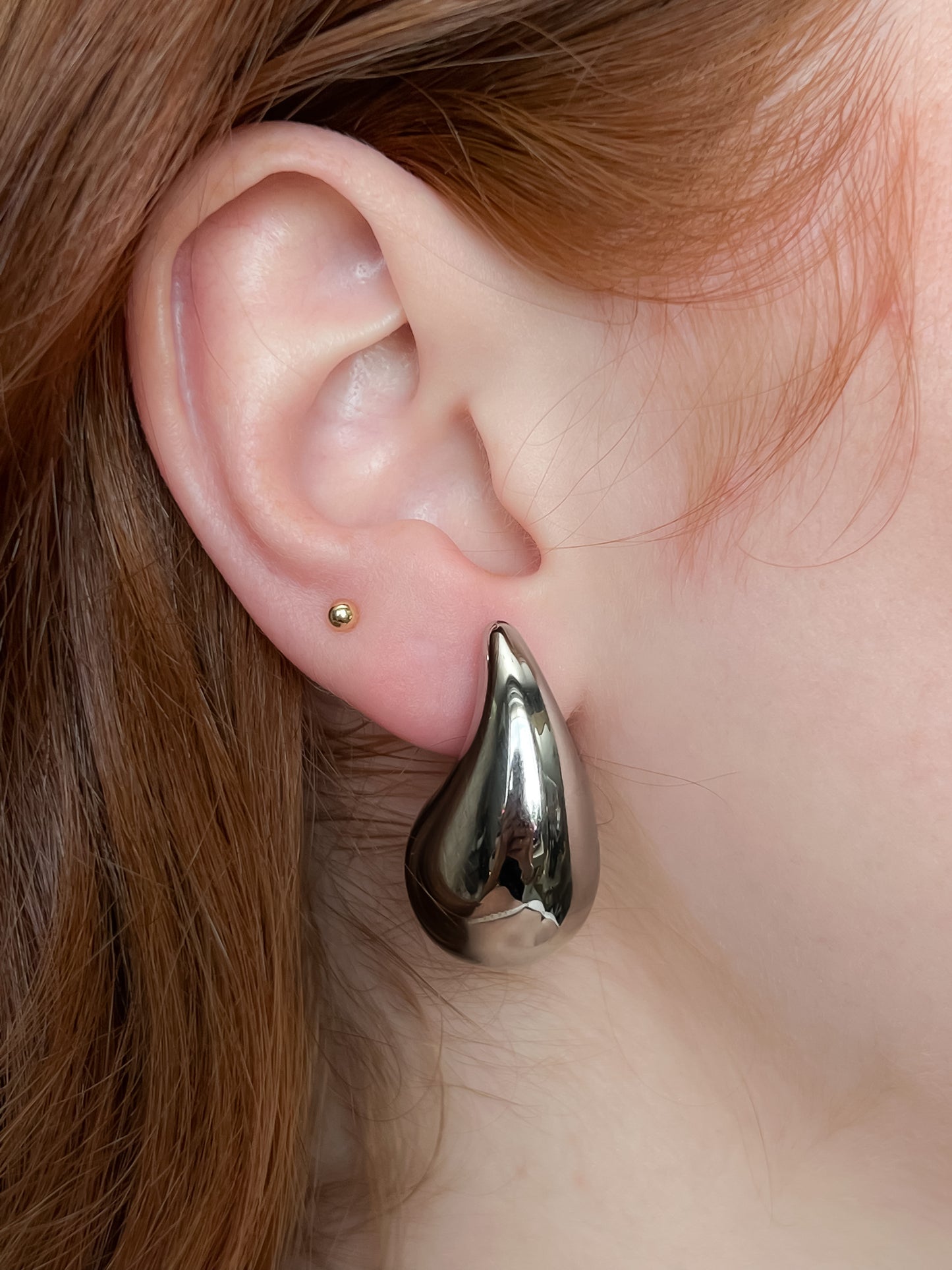 Aretes gota plateado