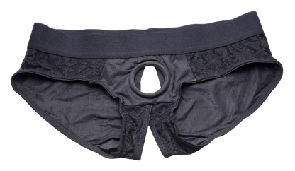 Arnés Lace Envy Panty Negro sin entrepierna